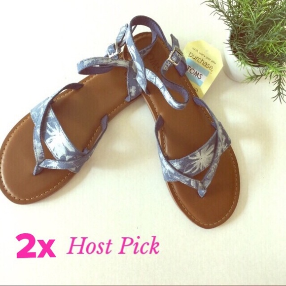 Toms Shoes - 2xHP NEW Toms Blue floral suede Lexie sandals 10